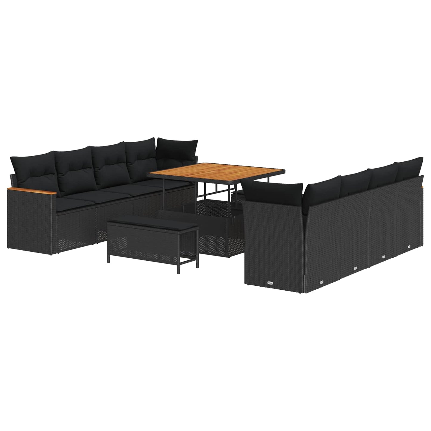 Gartensofa-set 11 stk. Schwarz Poly-Rattan