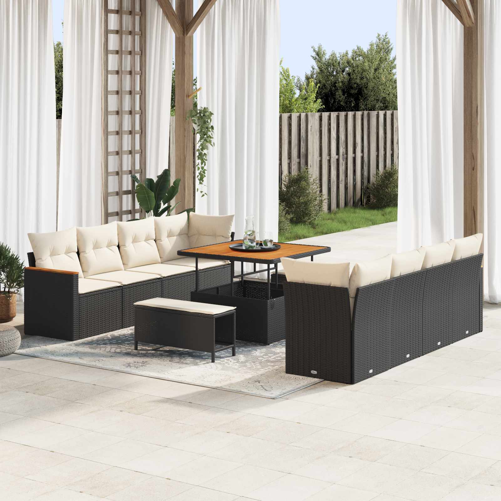 Gartensofa-set 11 stk. Schwarz Poly-Rattan