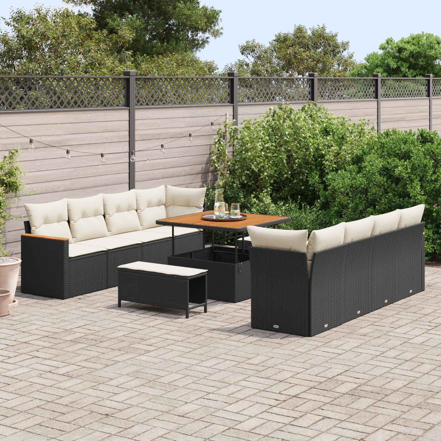Gartensofa-set 11 stk. Schwarz Poly-Rattan