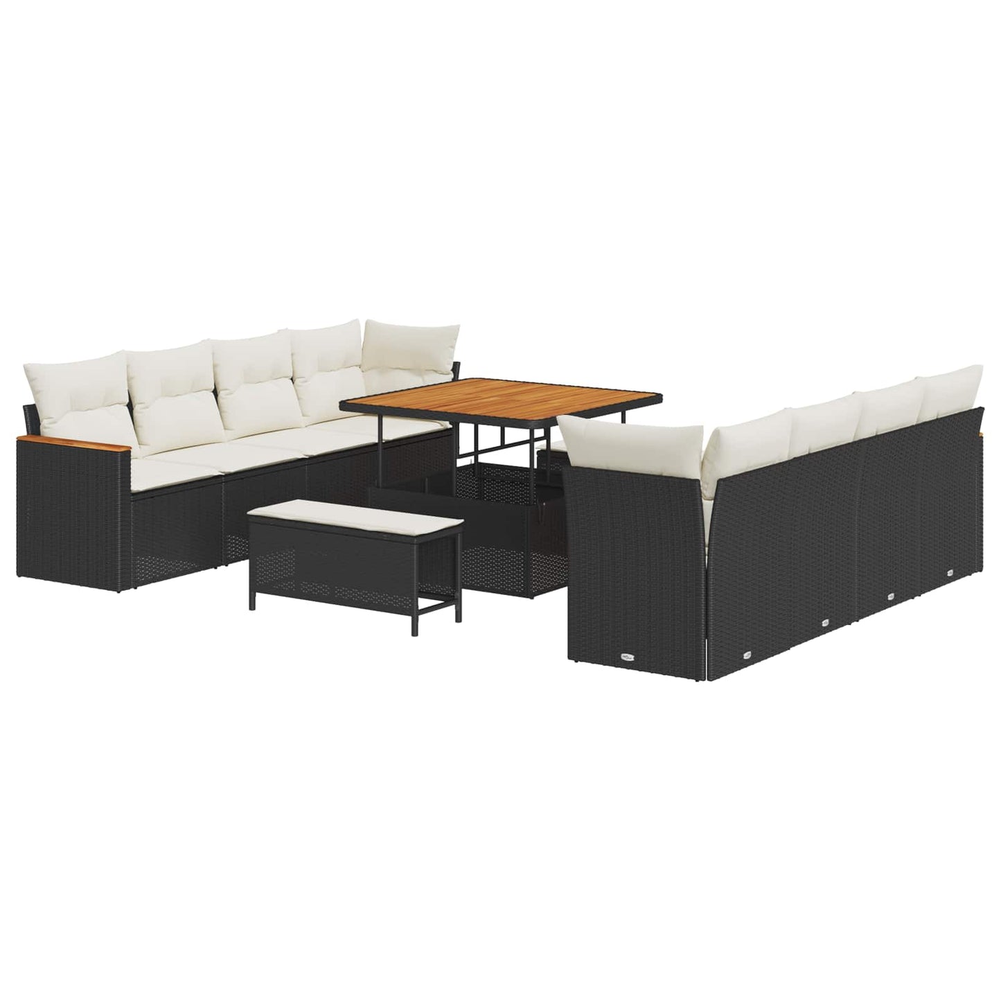 Gartensofa-set 11 stk. Schwarz Poly-Rattan