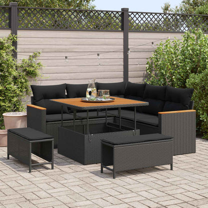 Gartensofa-set 8 stk. Schwarz Poly-Rattan
