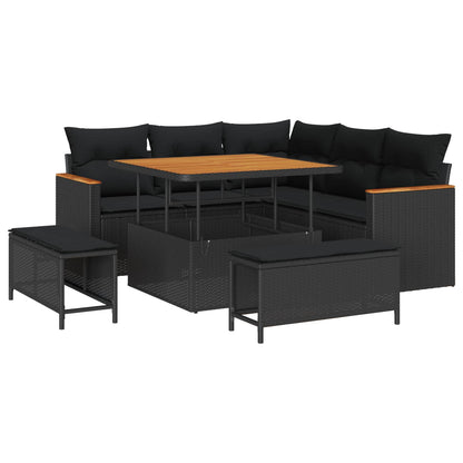 Gartensofa-set 8 stk. Schwarz Poly-Rattan