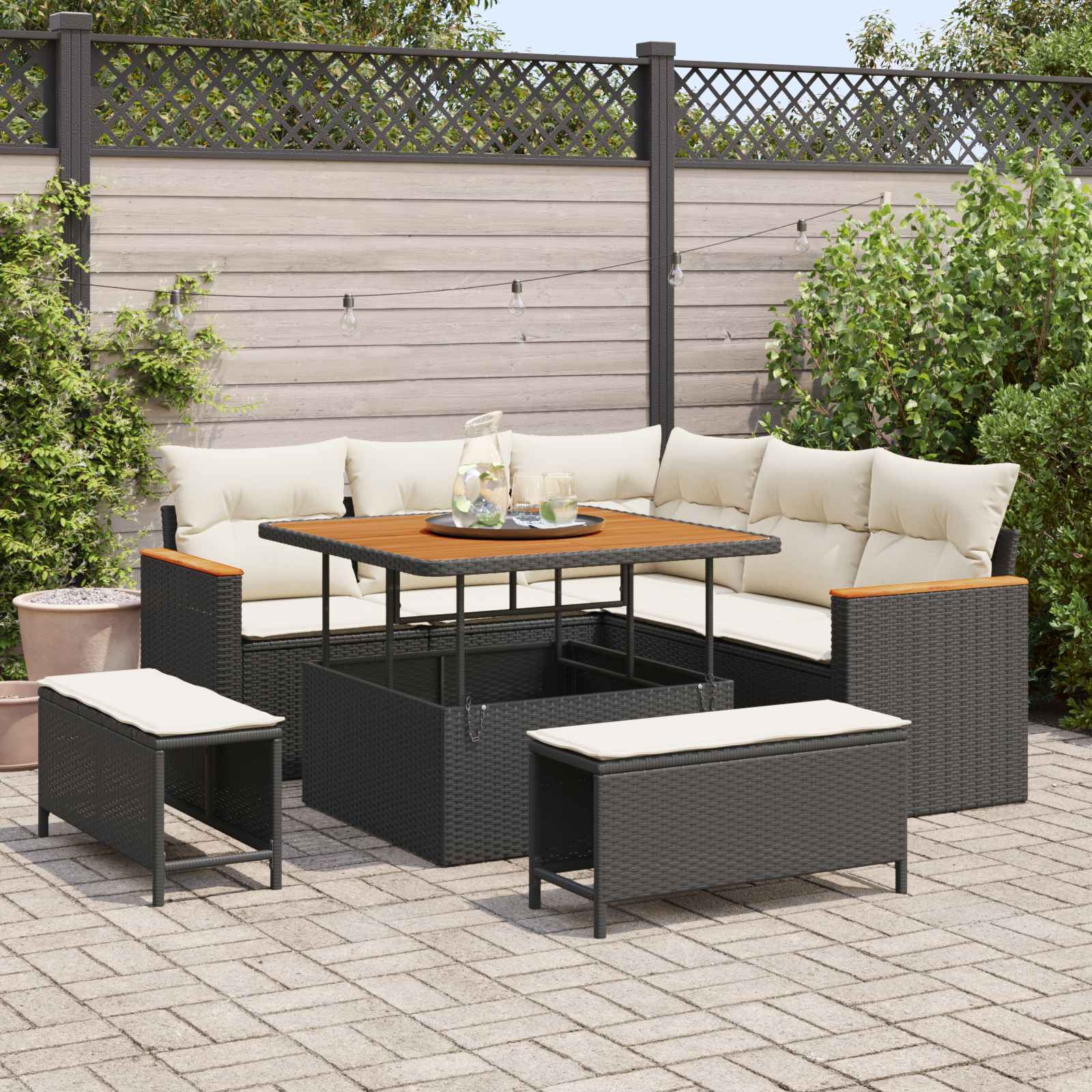 Gartensofa-set 8 stk. Schwarz Poly-Rattan