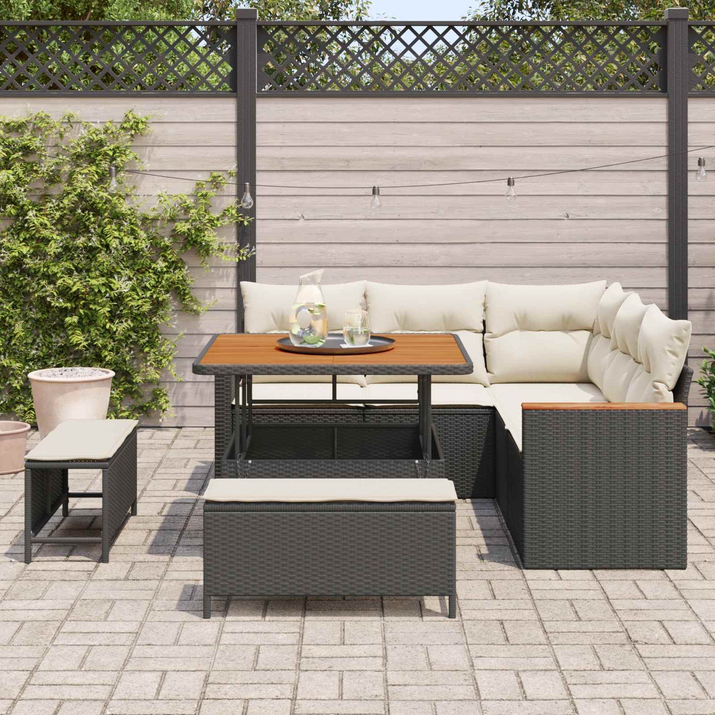 Gartensofa-set 8 stk. Schwarz Poly-Rattan