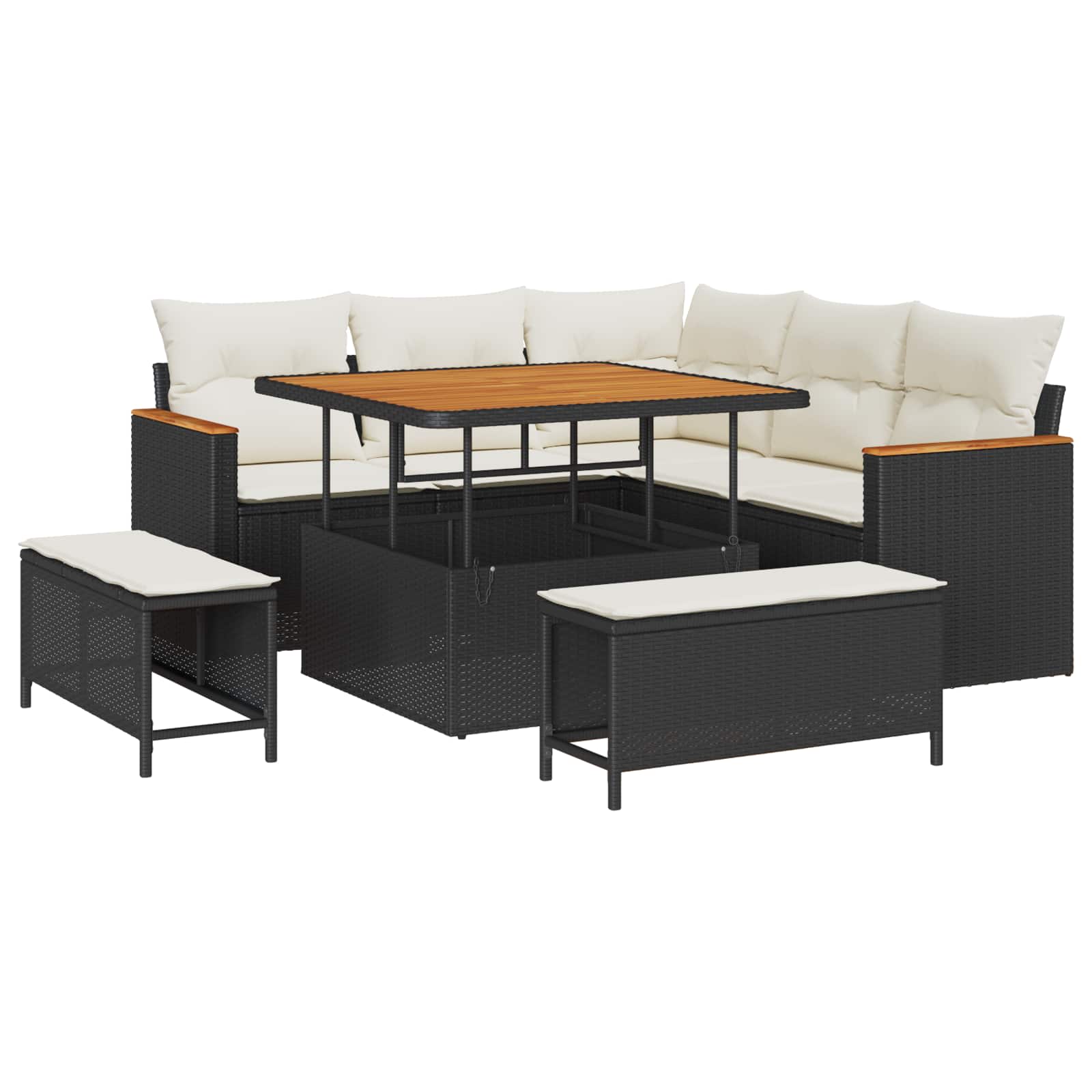 Gartensofa-set 8 stk. Schwarz Poly-Rattan