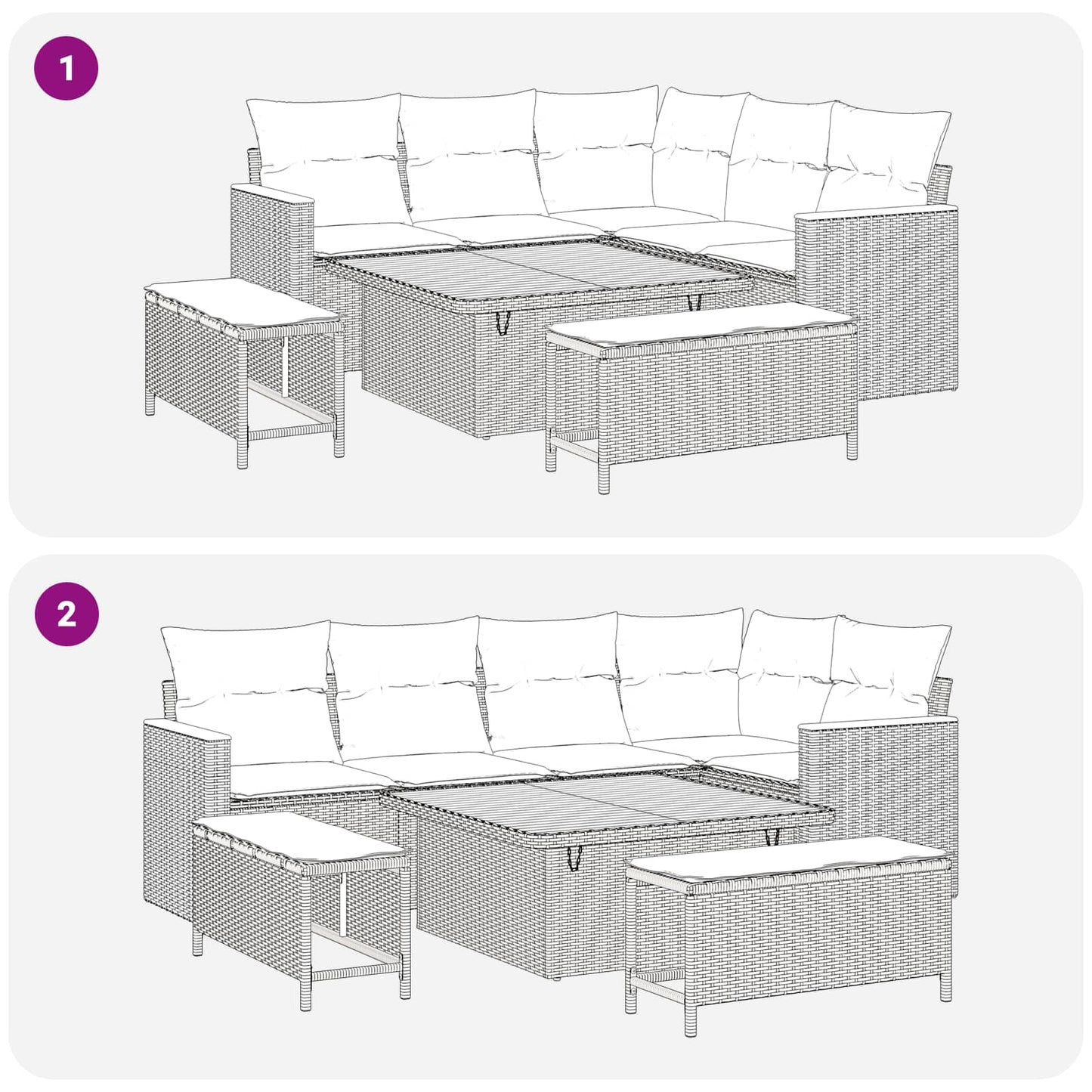 Gartensofa-set 8 stk. Schwarz Poly-Rattan