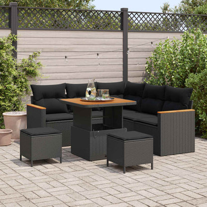 Gartensofa-set 8 stk. Schwarz Poly-Rattan