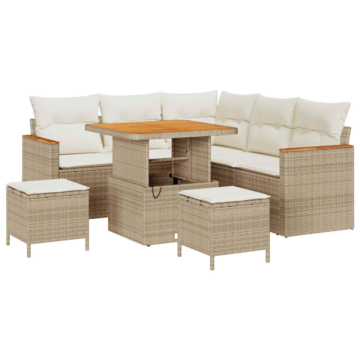 Gartensofa-set 8 stk. Beige Poly-Rattan