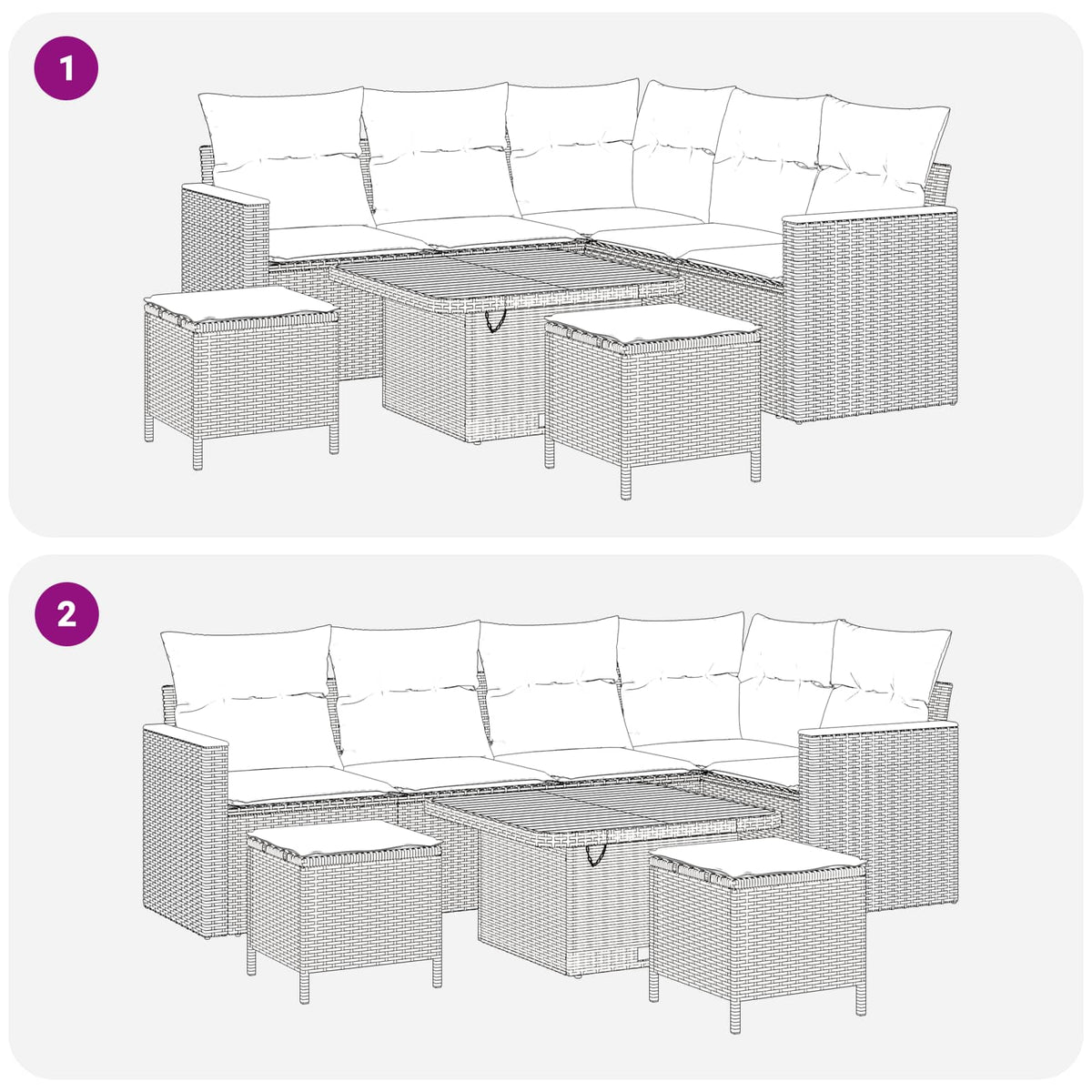 Gartensofa-set 8 stk. Beige Poly-Rattan