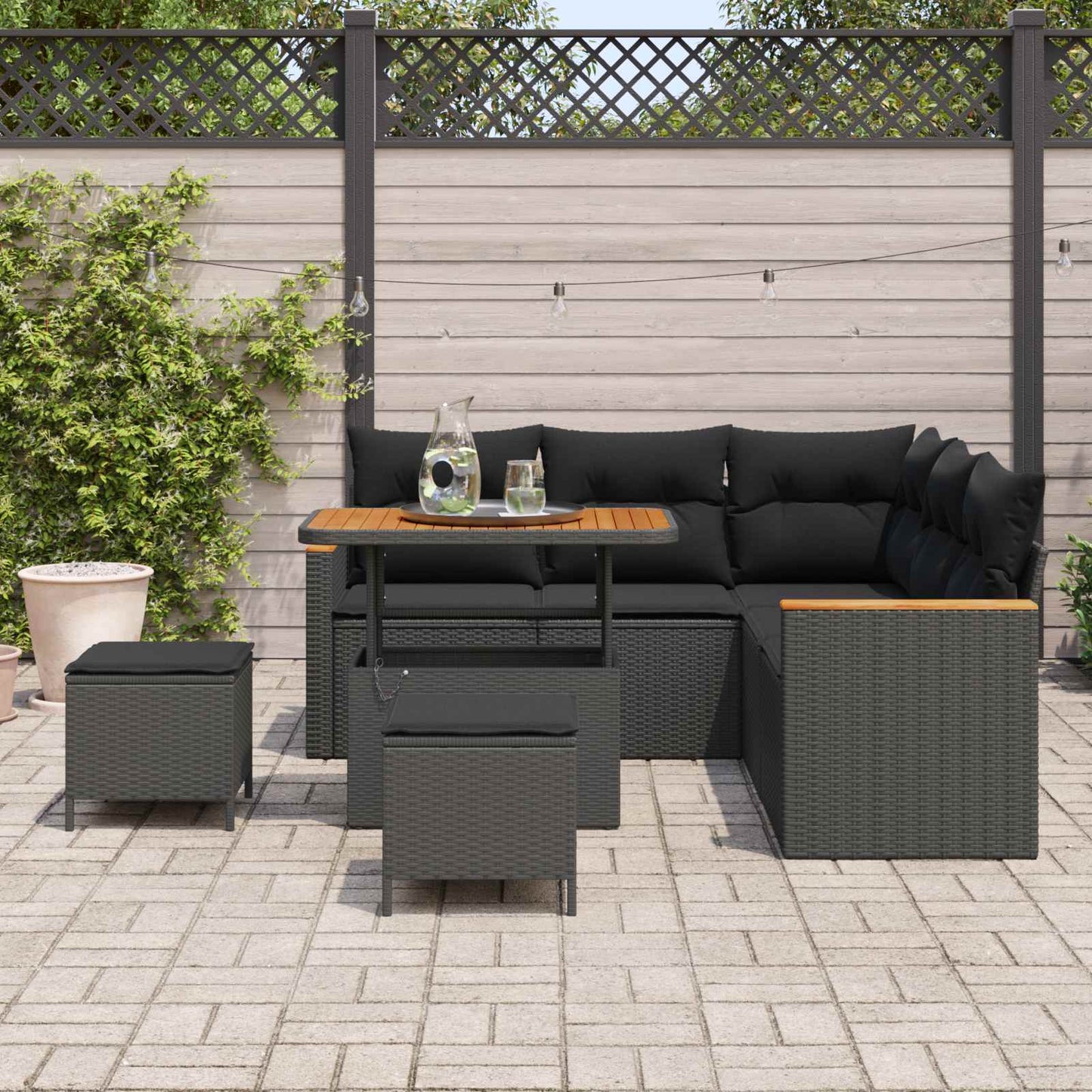 Gartensofa-set 8 stk. Schwarz Poly-Rattan