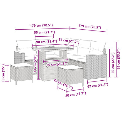 Gartensofa-set 8 stk. Schwarz Poly-Rattan