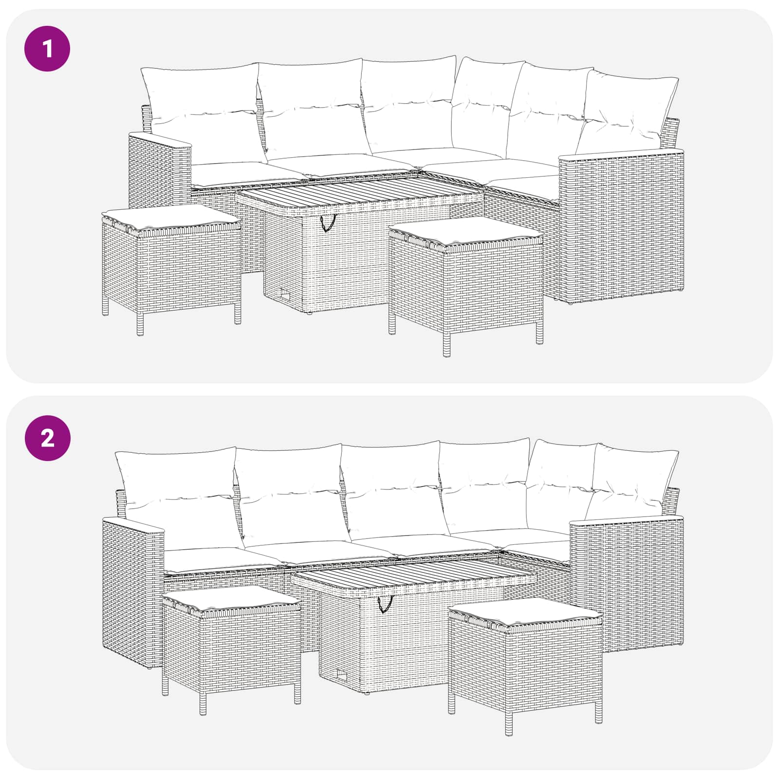 Gartensofa-set 8 stk. Schwarz Poly-Rattan