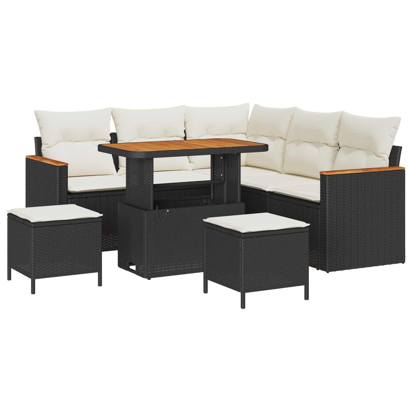 Gartensofa-set 8 stk. Schwarz Poly-Rattan