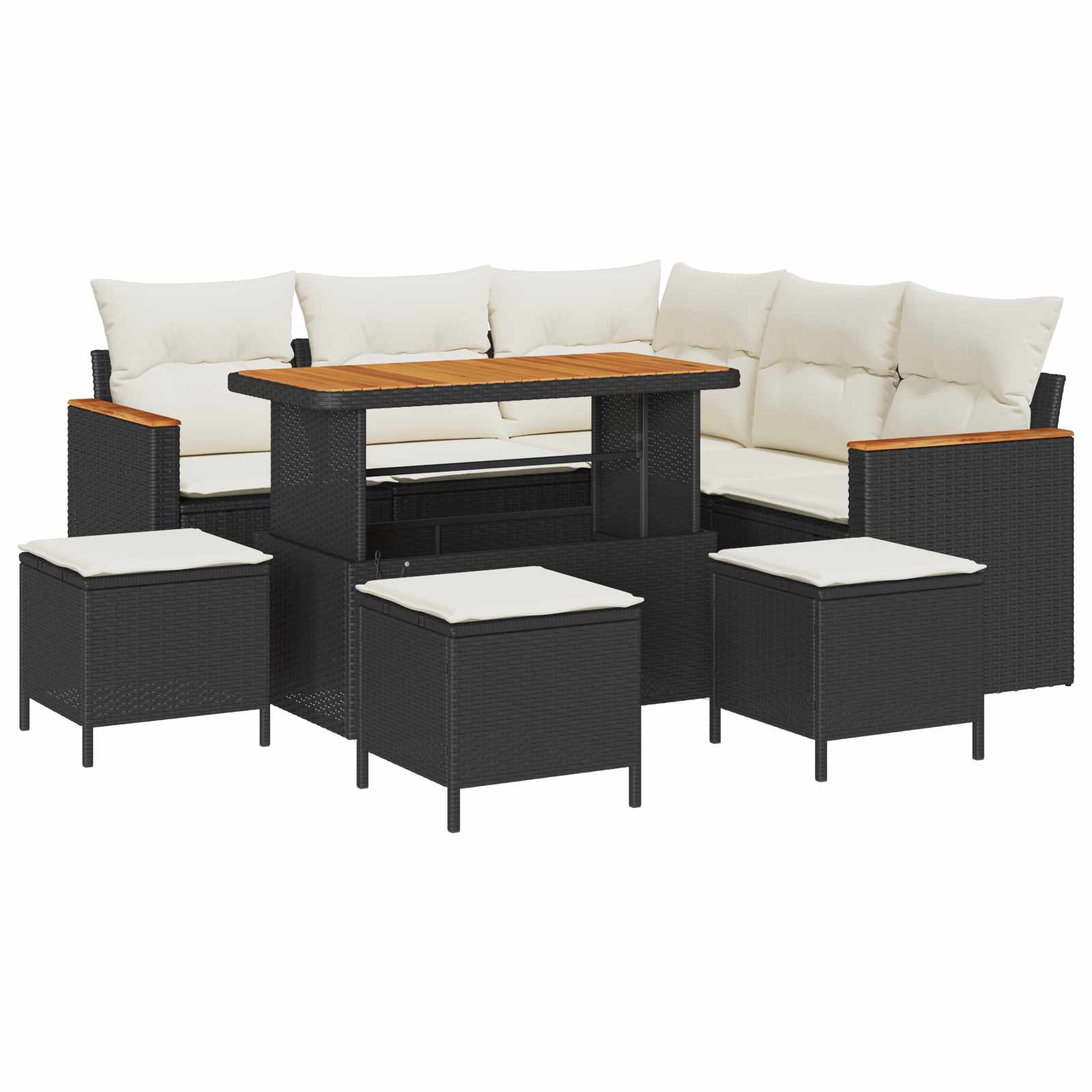 Gartensofa-set 9 stk. Schwarz Poly-Rattan