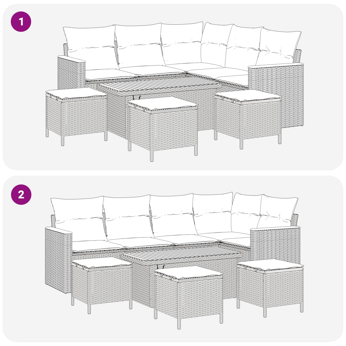 Gartensofa-set 9 stk. Schwarz Poly-Rattan