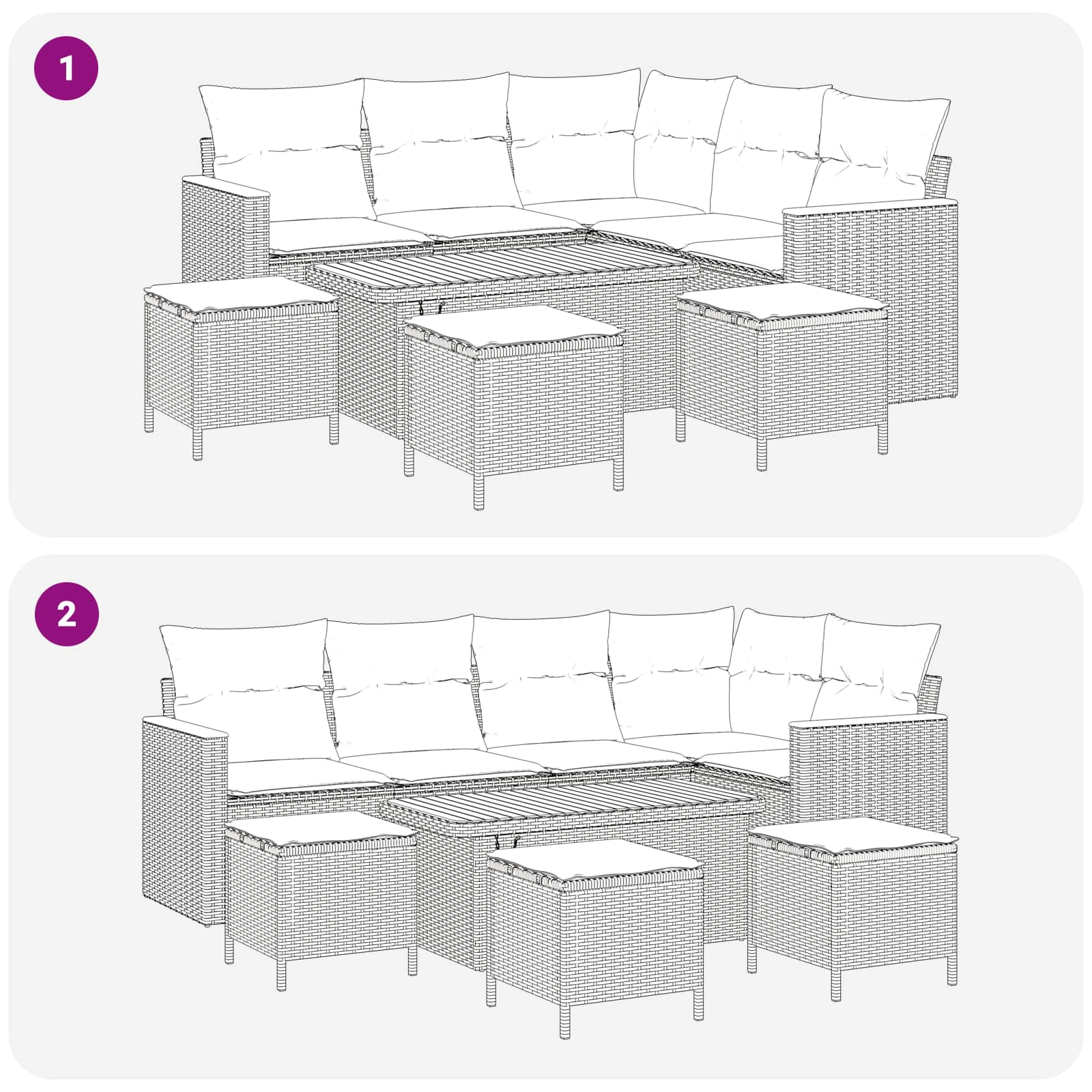 Gartensofa-set 9 stk. Schwarz Poly-Rattan