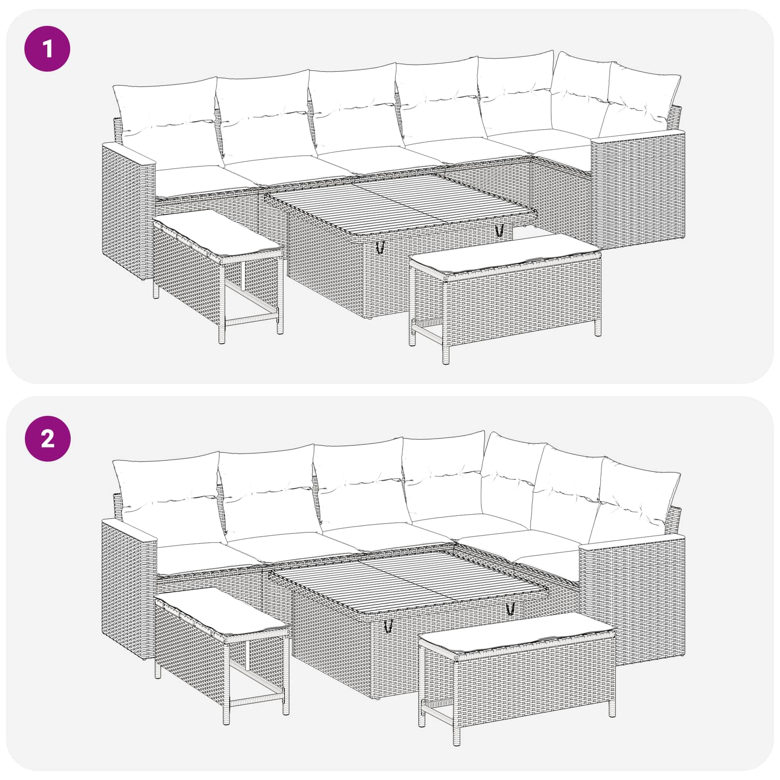 Gartensofa-set 9 Stk. Schwarz Poly-Rattan