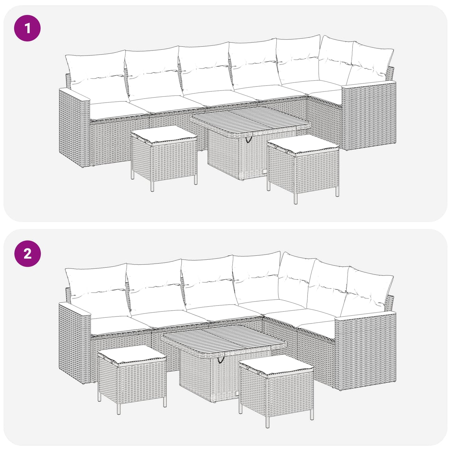 Gartensofa-set 9 stk. Schwarz Poly-Rattan