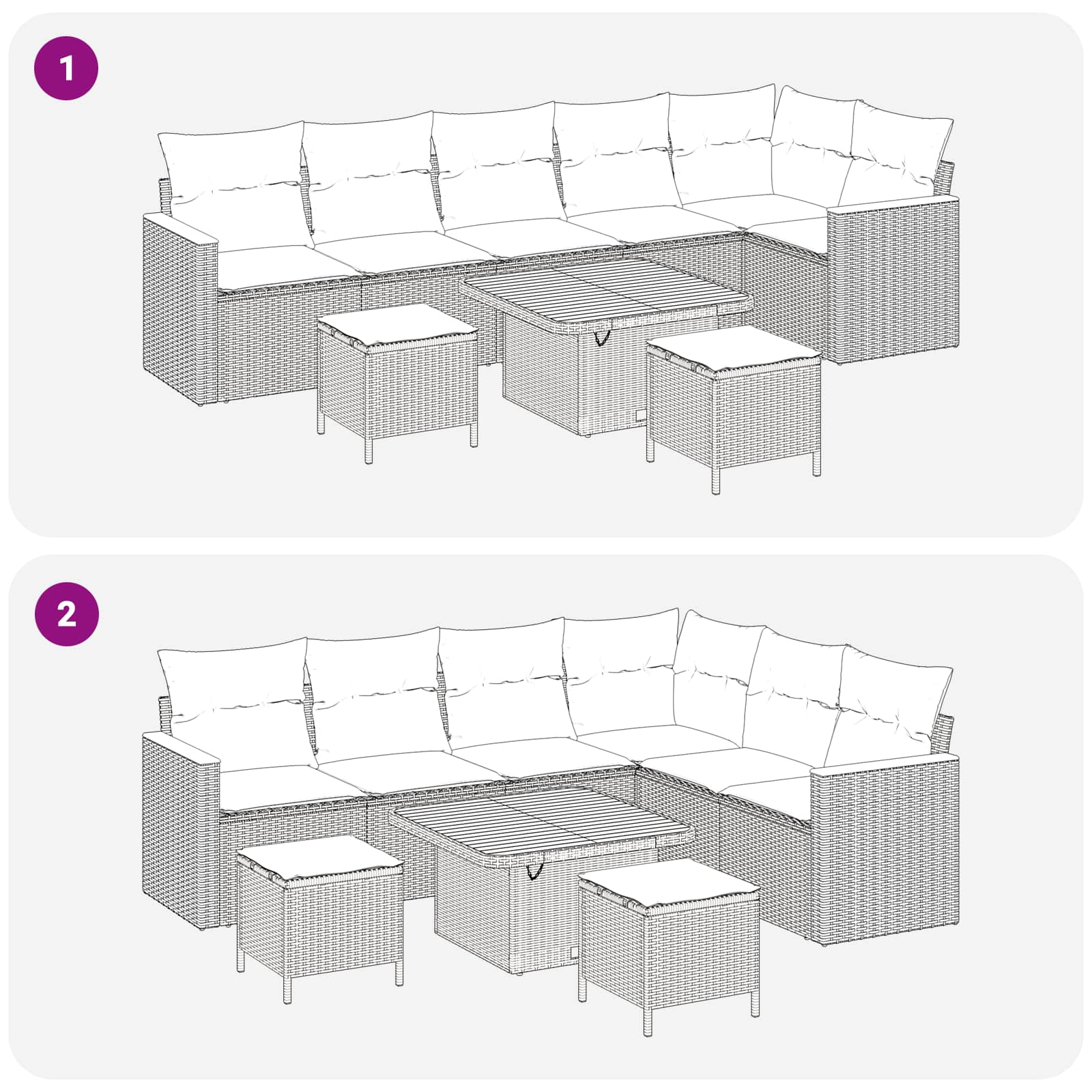 Gartensofa-set 9 stk. Schwarz Poly-Rattan