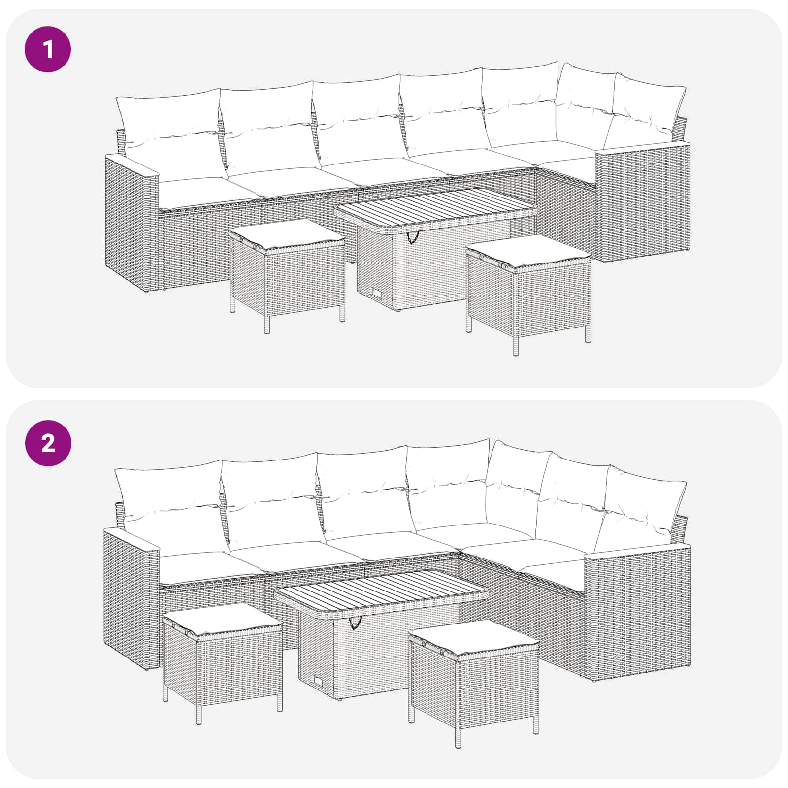 Gartensofa-set 9 Stk. Schwarz Poly-Rattan