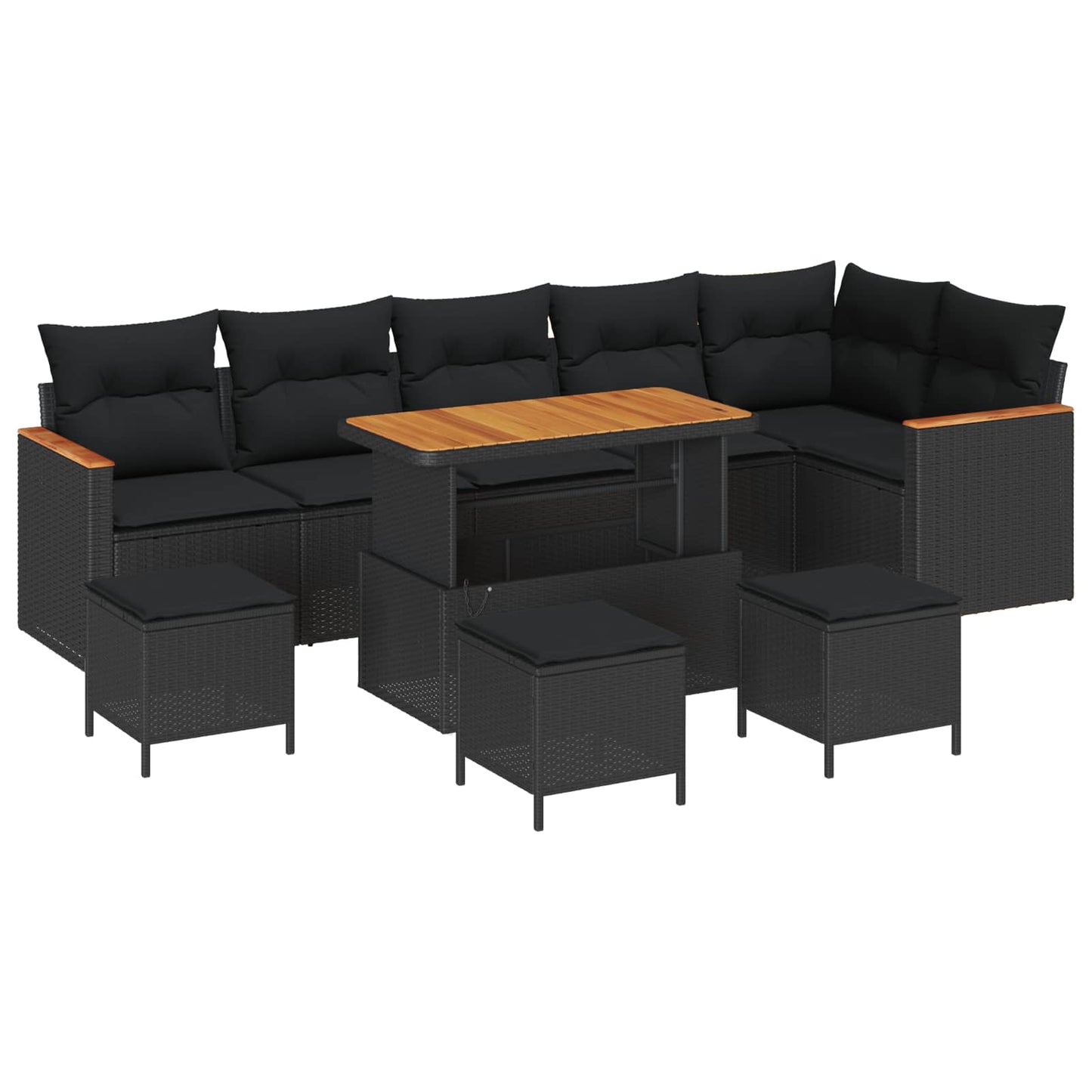 Gartensofa-set 10 stk. Schwarz Poly-Rattan