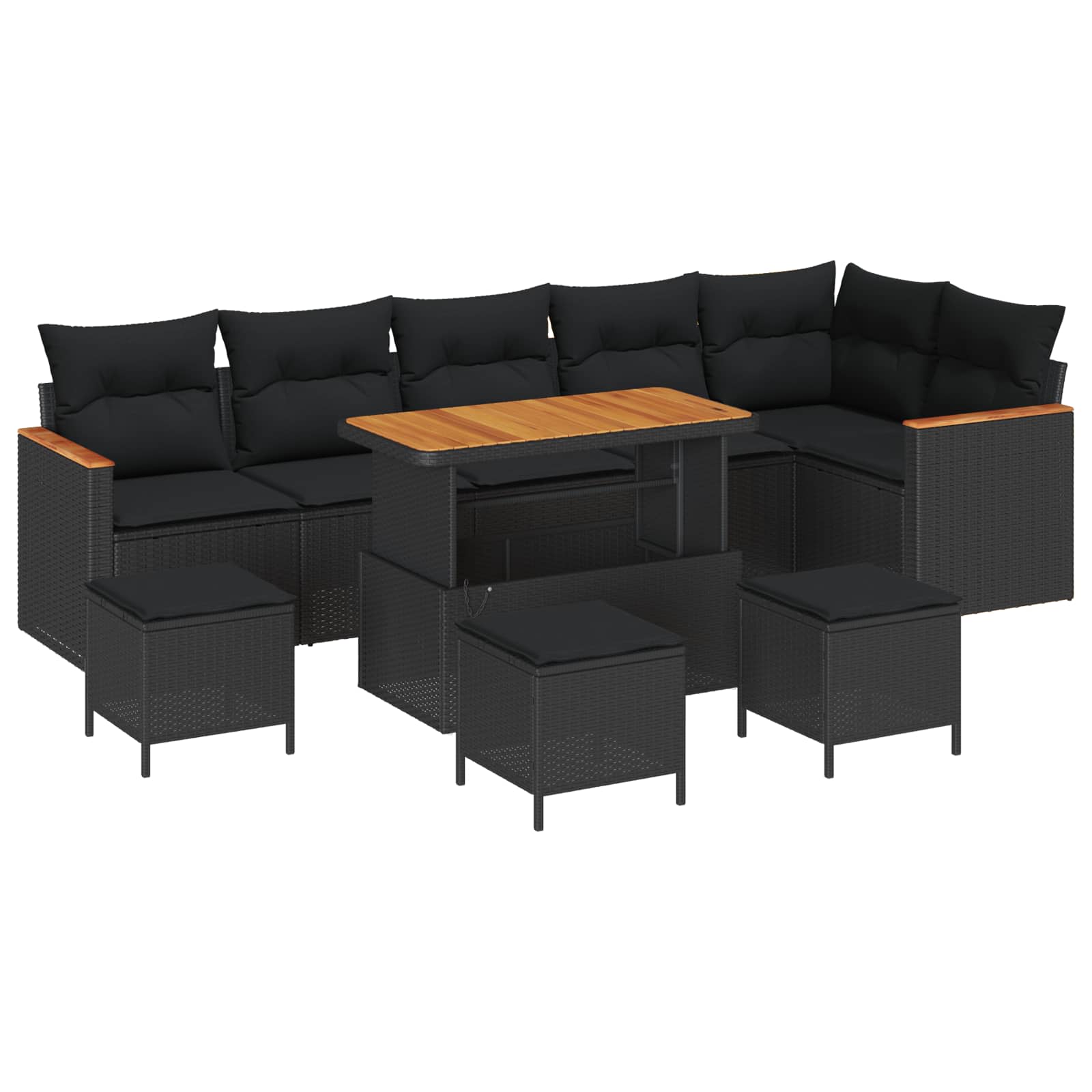 Gartensofa-set 10 stk. Schwarz Poly-Rattan