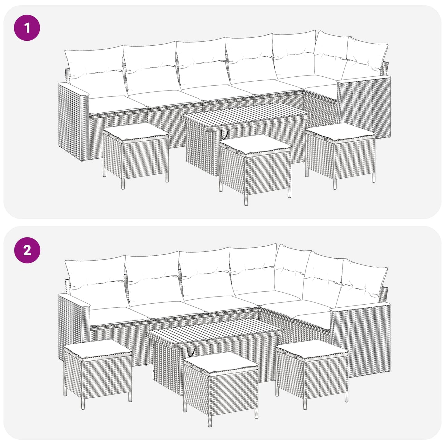 Gartensofa-set 10 stk. Schwarz Poly-Rattan