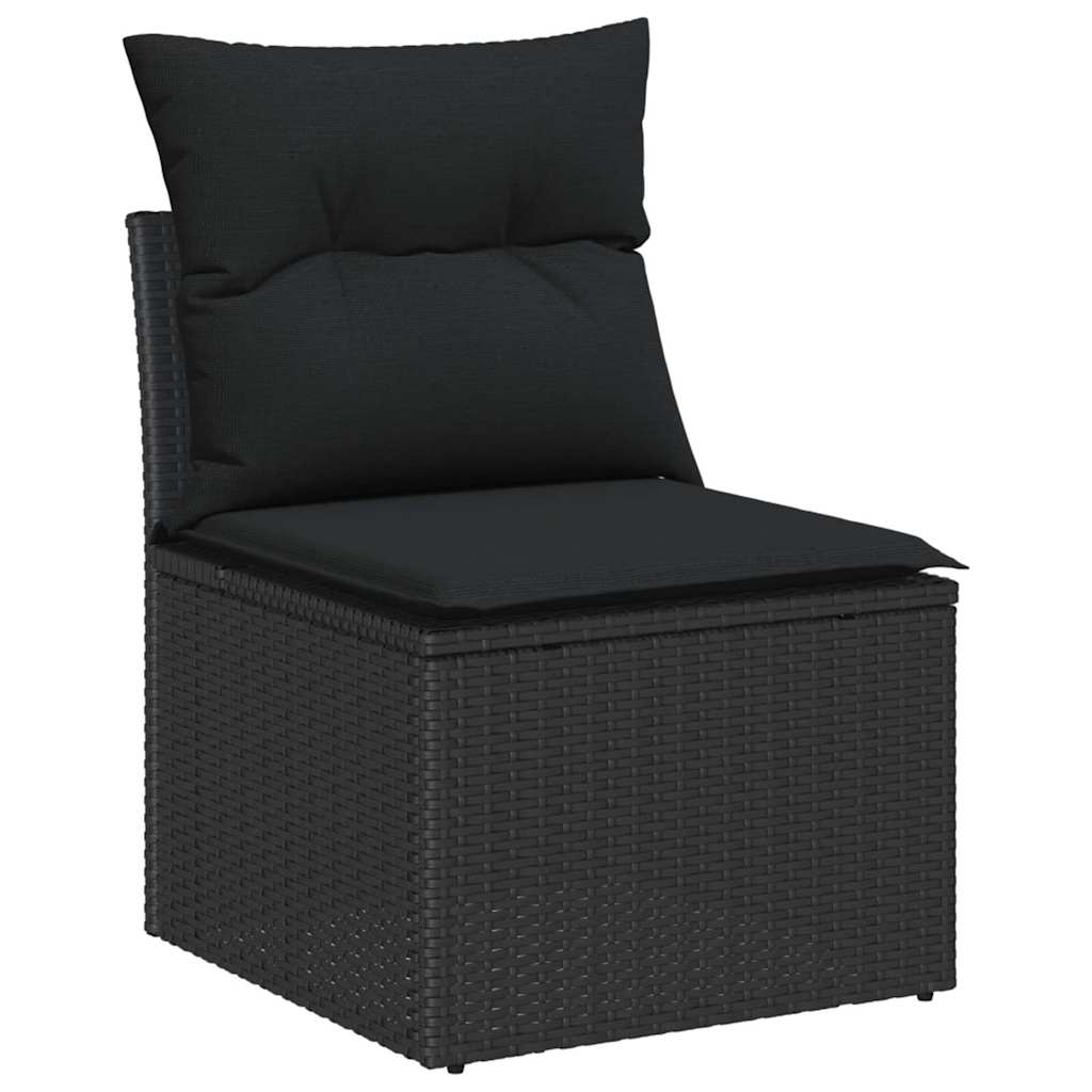 Ensemble de canapés de jardin 12 pièces et coussins en polyrotin noir acacia