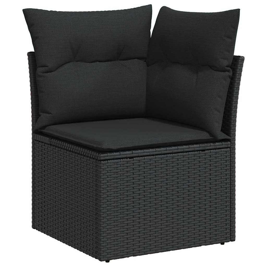 Ensemble de canapés de jardin 12 pièces et coussins en polyrotin noir acacia