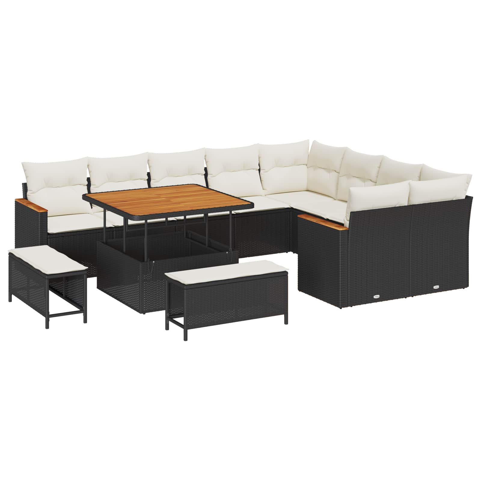 Gartensofa-set 12 stk. Schwarz Poly-Rattan