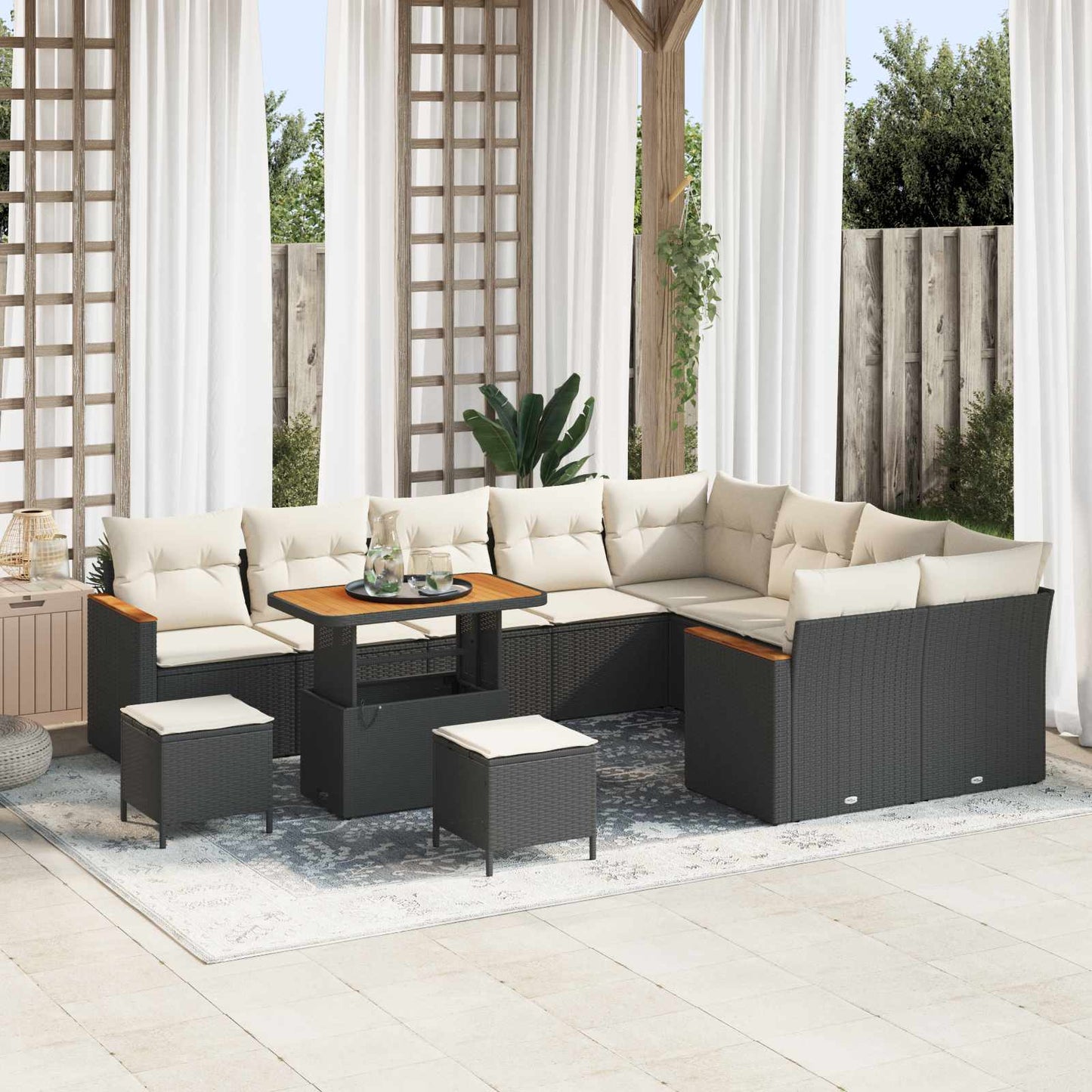 Gartensofa-set 12 stk. Schwarz Poly-Rattan
