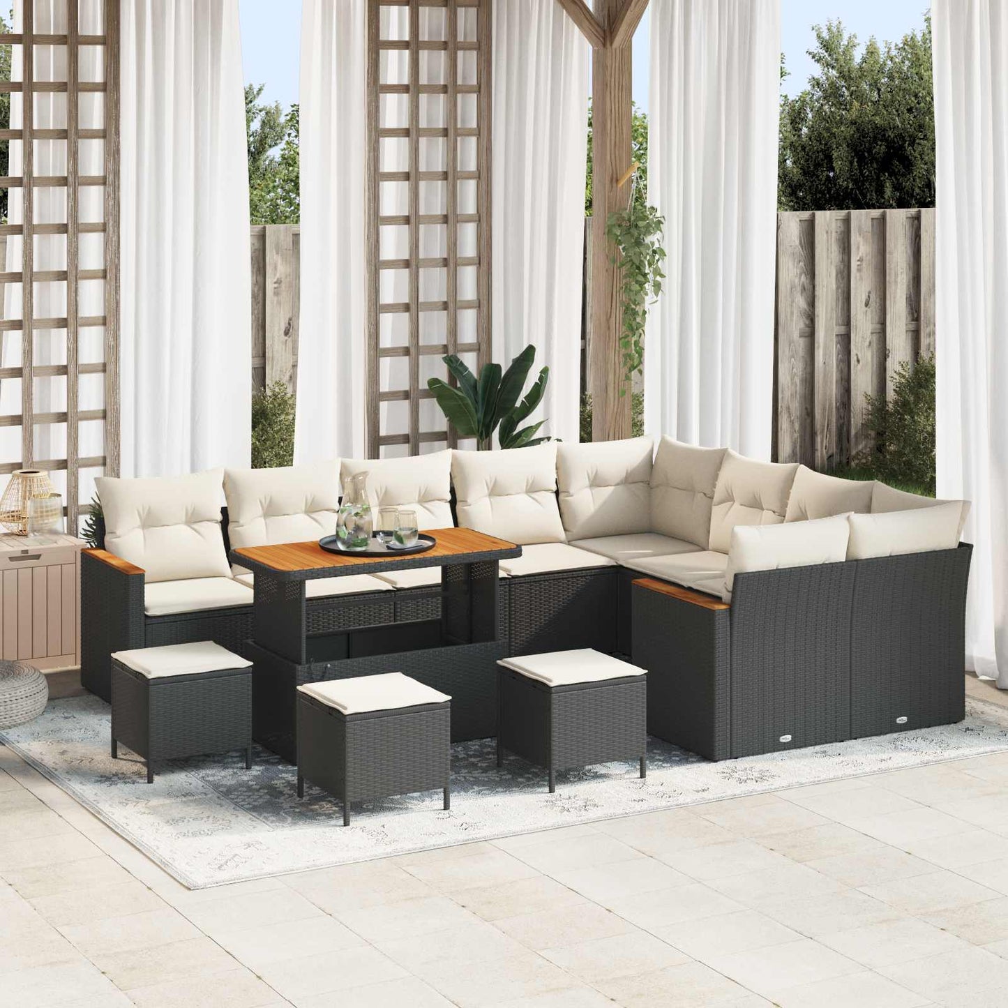 Gartensofa-set 13 pcs Schwarz Poly-Rattan