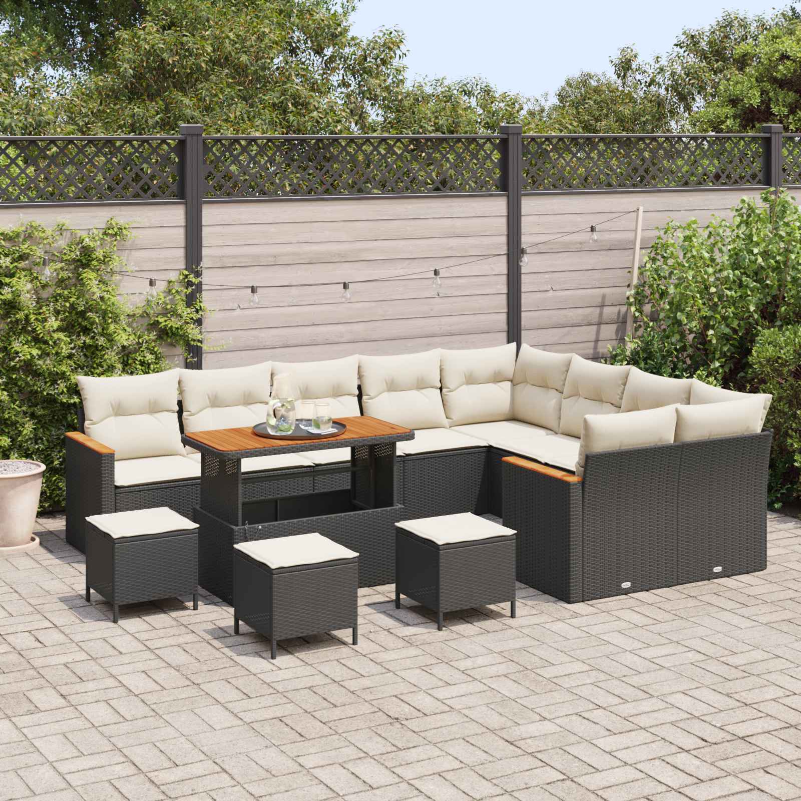 Gartensofa-set 13 pcs Schwarz Poly-Rattan