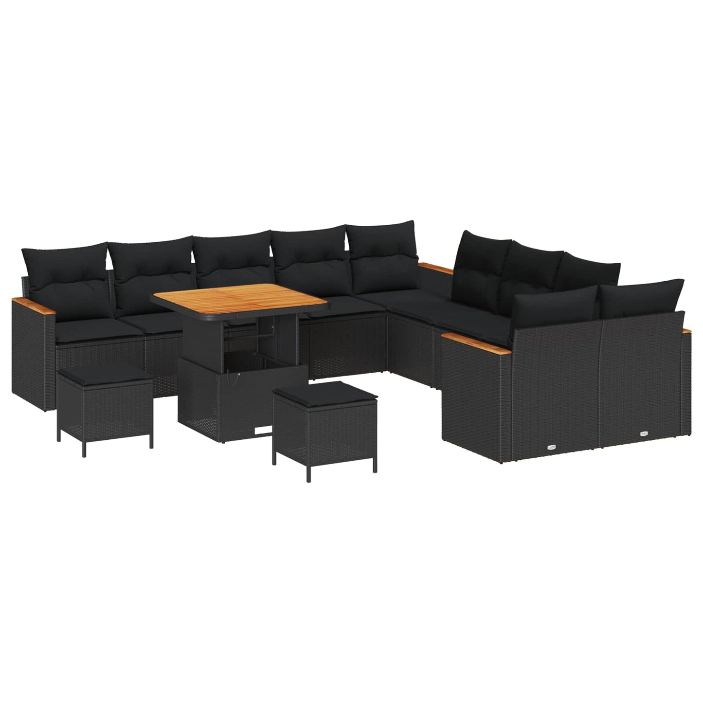 Gartensofa-set 13 stk. Schwarz Poly-Rattan