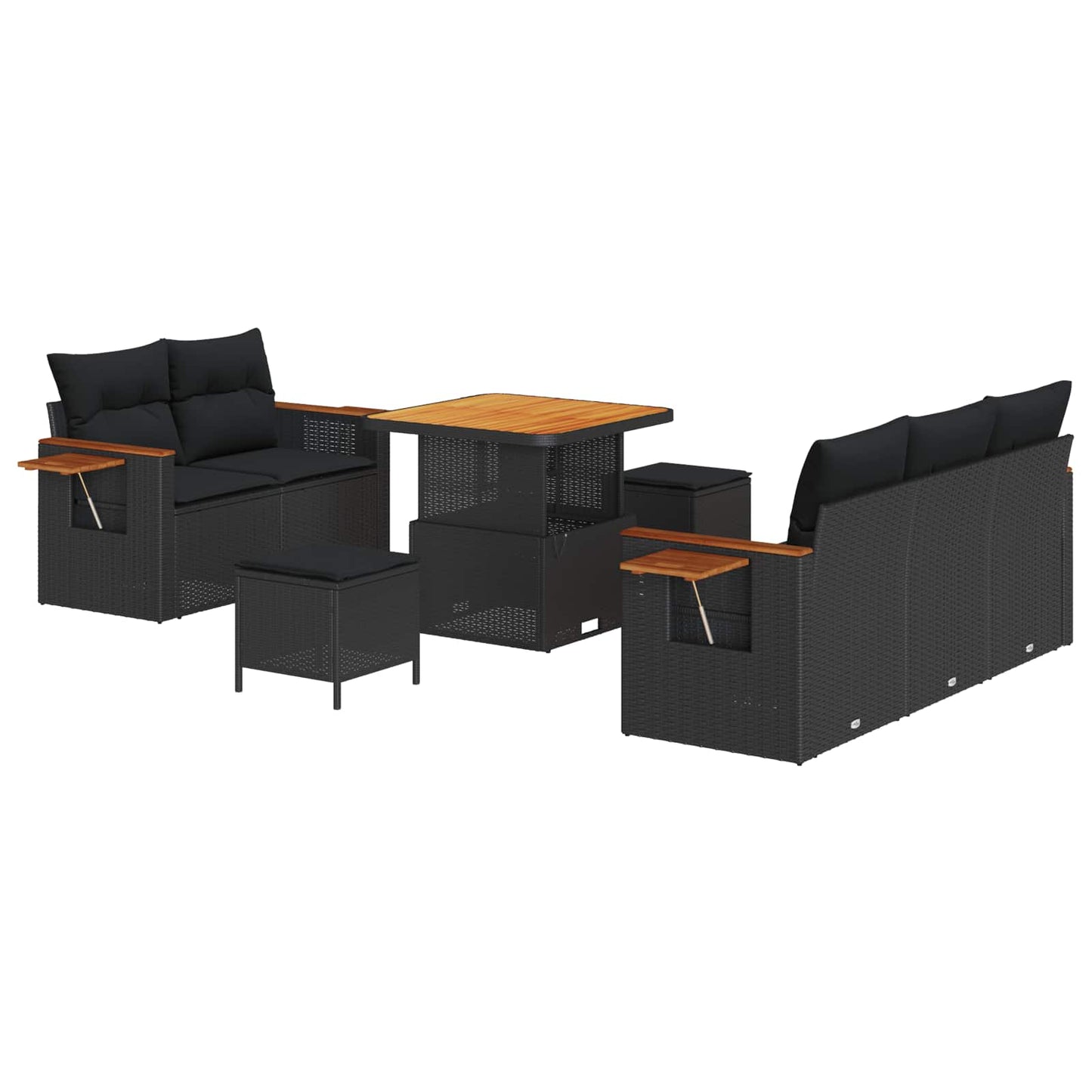 Gartensofa-set 8 Stk. Schwarz Poly-Rattan