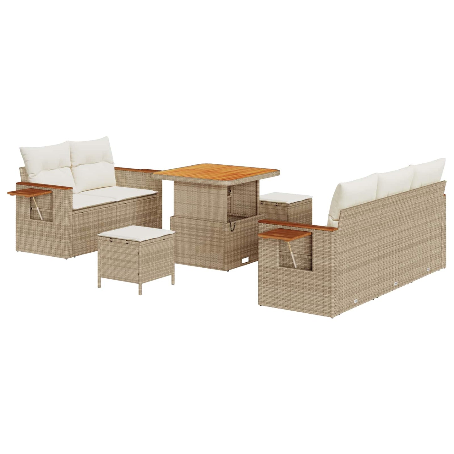 Gartensofa-set 8 stk. Beige Poly-Rattan