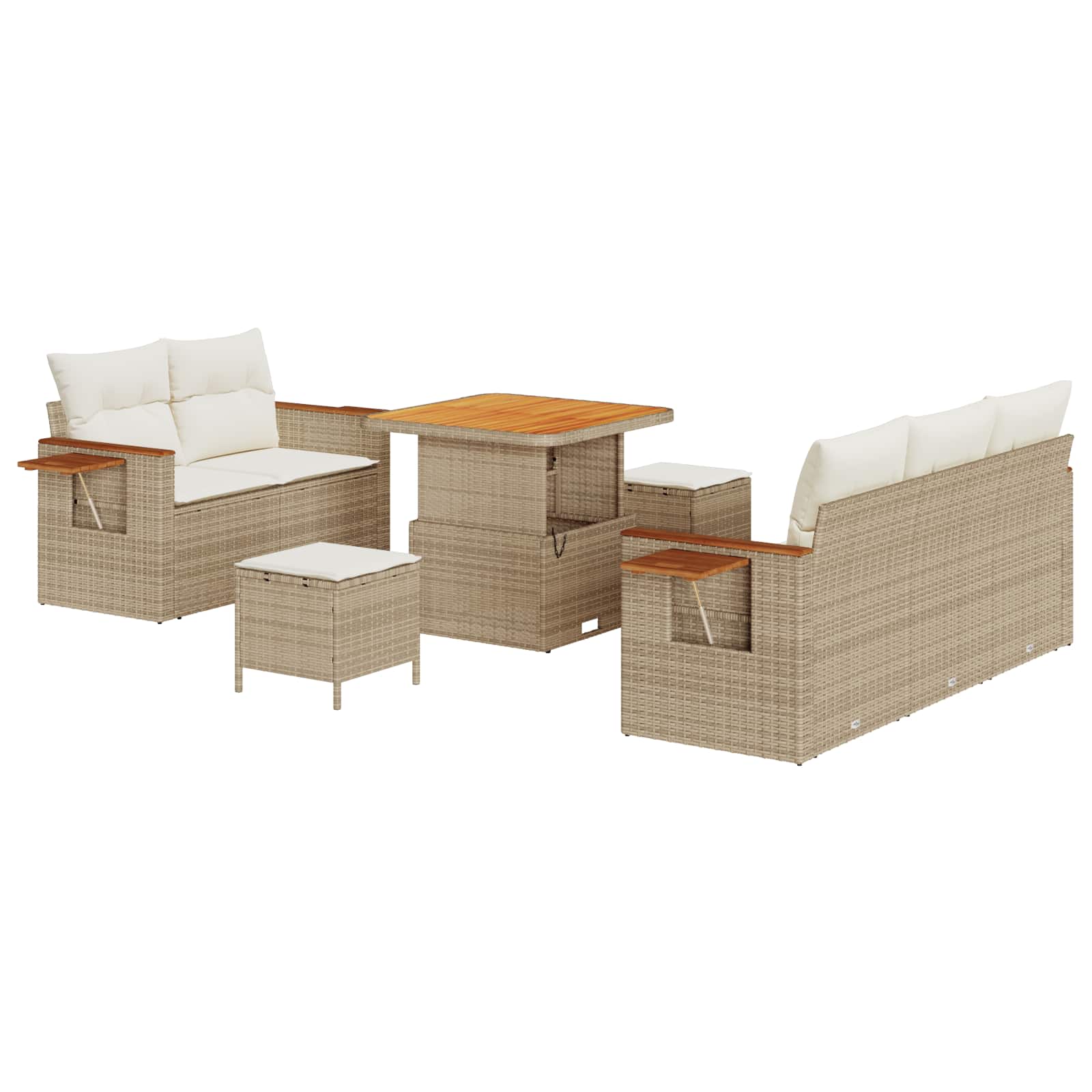 Gartensofa-set 8 stk. Beige Poly-Rattan