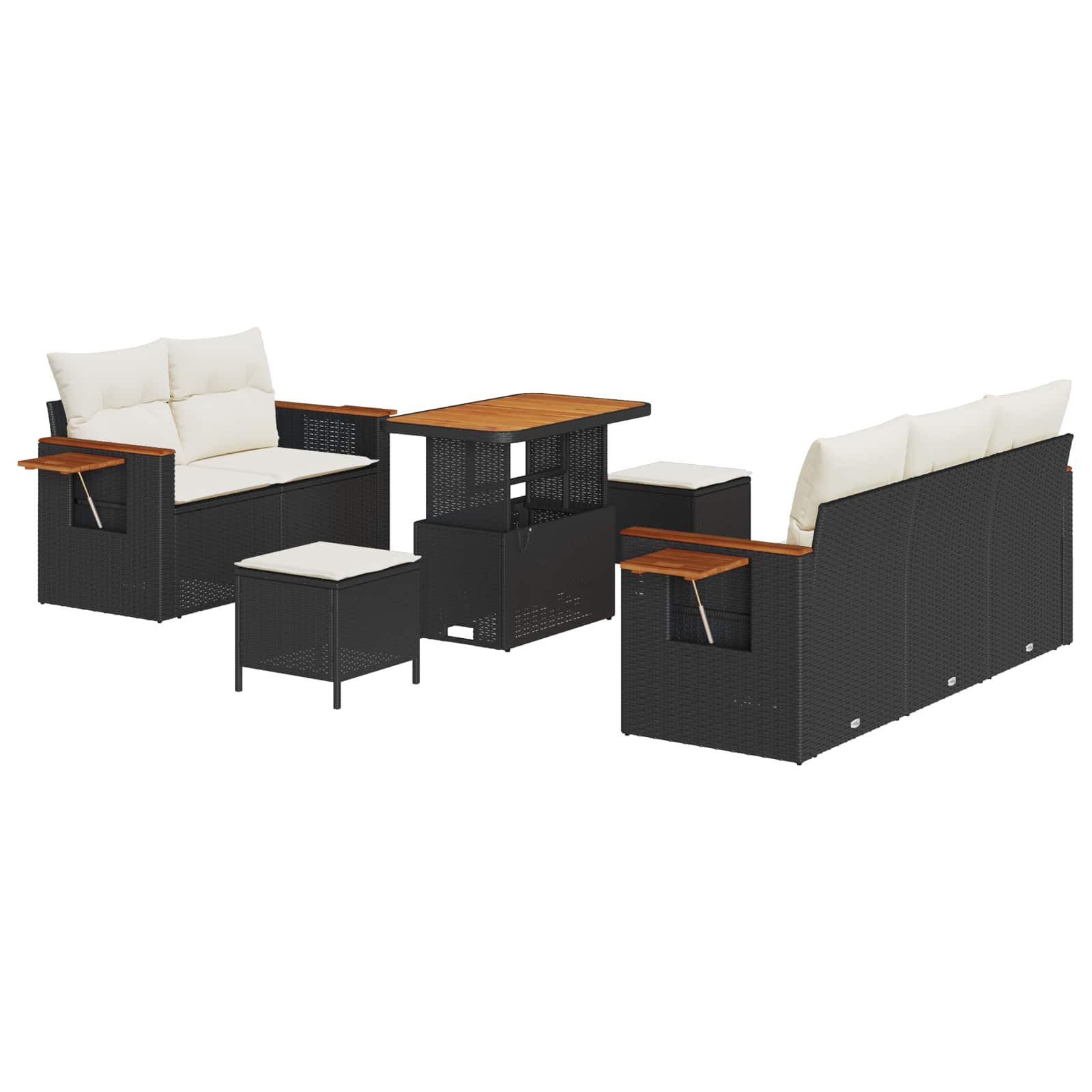 Gartensofa-set 8 Stk. Schwarz Poly-Rattan