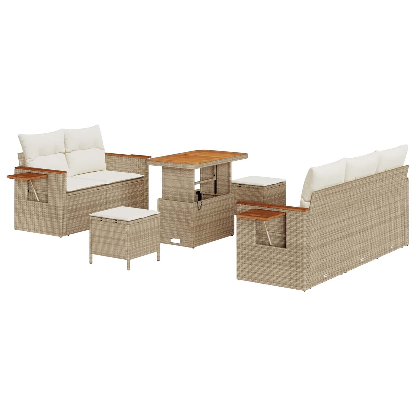 Gartensofa-set 8 stk. Beige Poly-Rattan