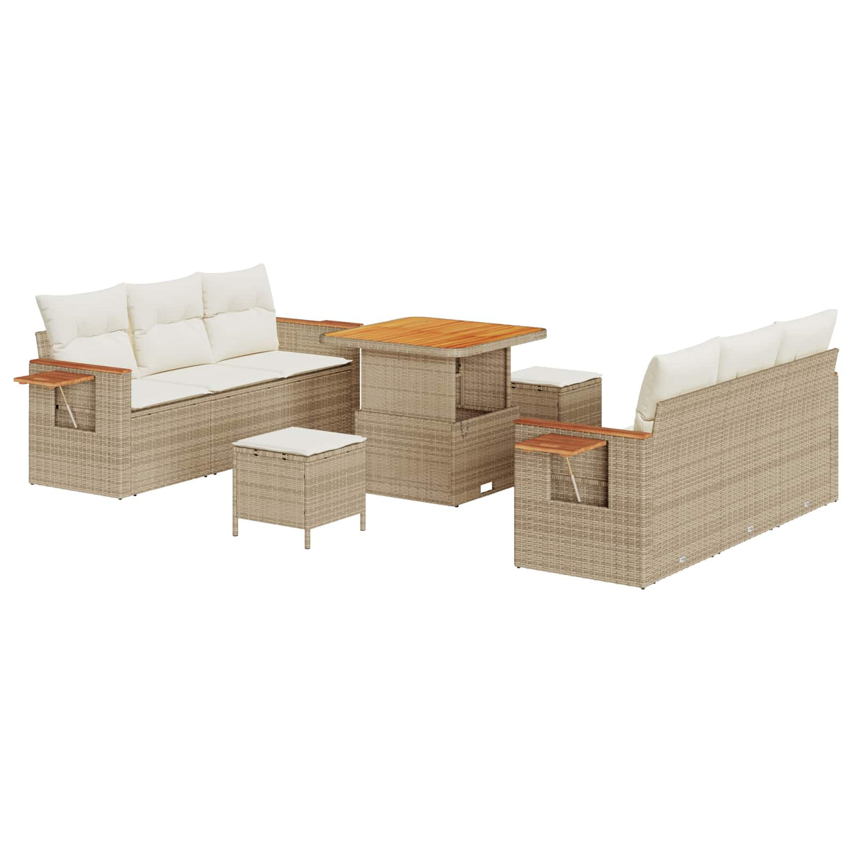 Gartensofa-set 9 stk. Beige Poly-Rattan
