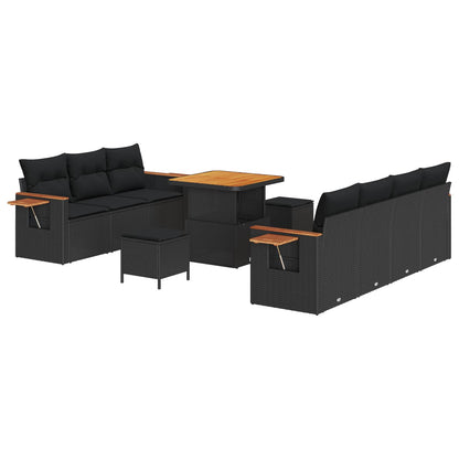 Gartensofa-set 10 stk. Schwarz Poly-Rattan