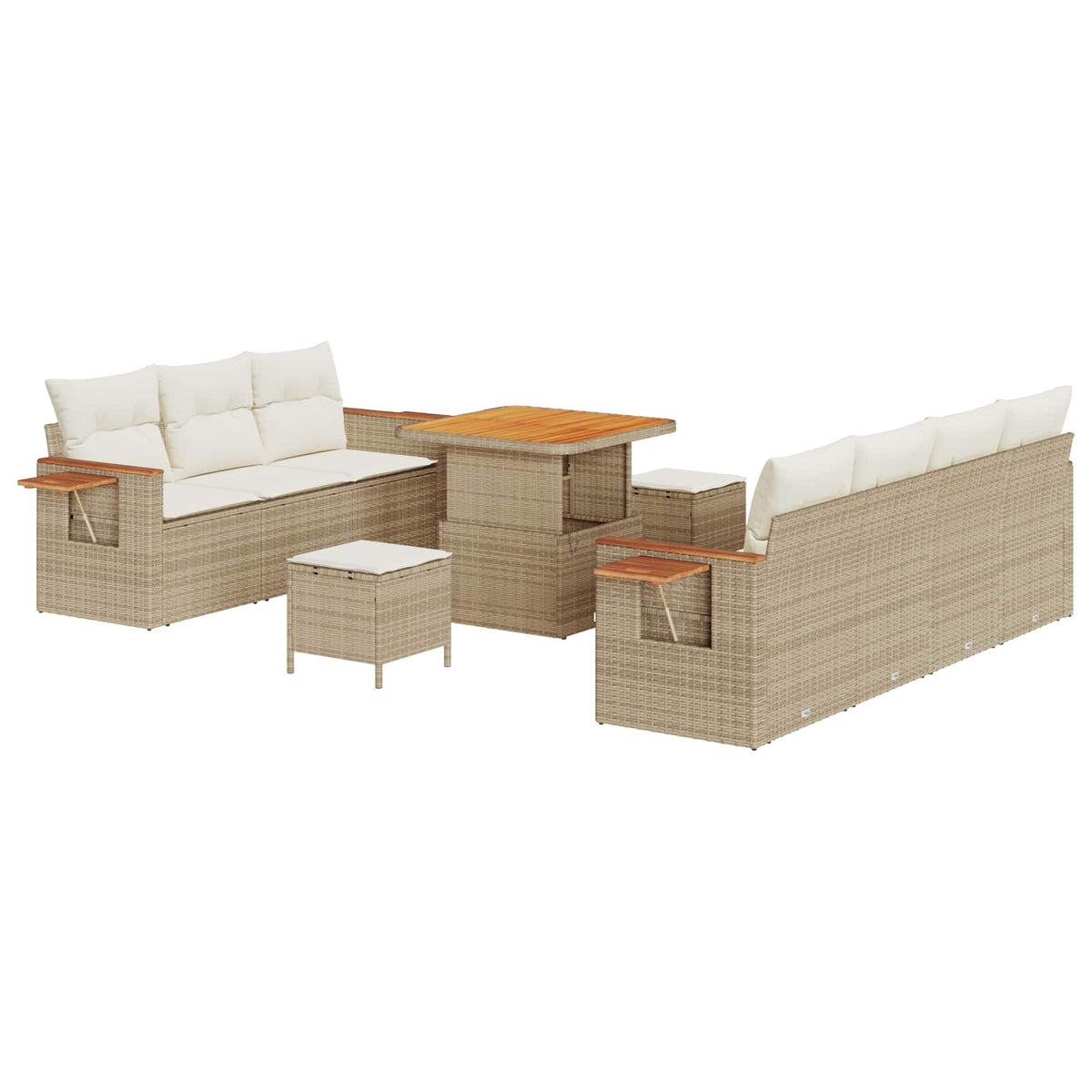 Gartensofa-set 10 stk. Beige Poly-Rattan