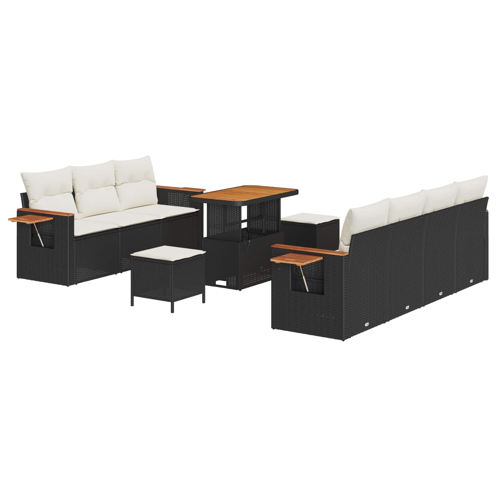 Gartensofa-set 10 Stk. Schwarz Poly-Rattan