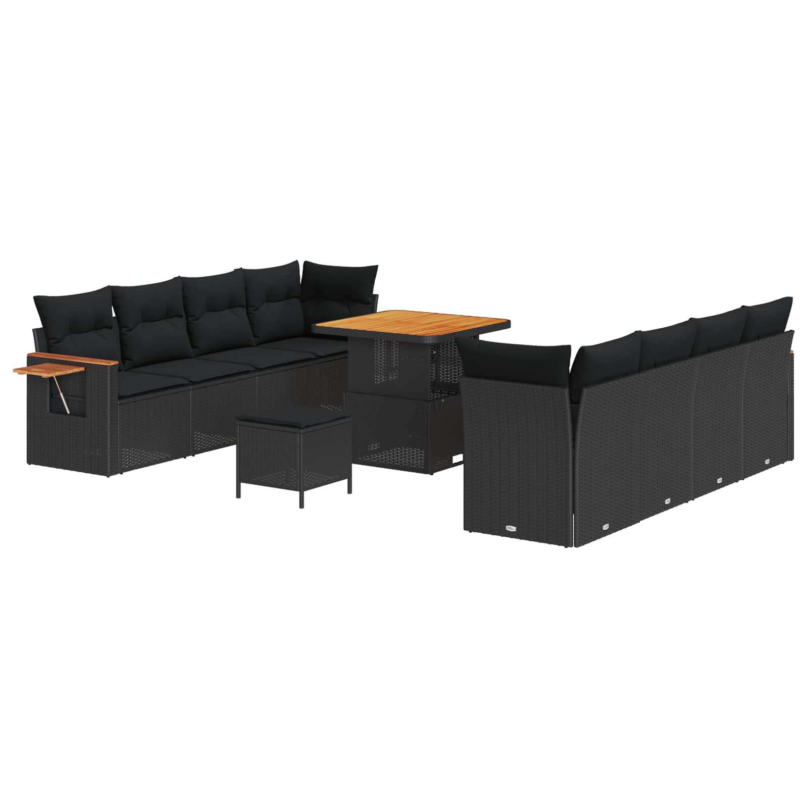 Gartensofa-set 11 Stk. Schwarz Poly-Rattan