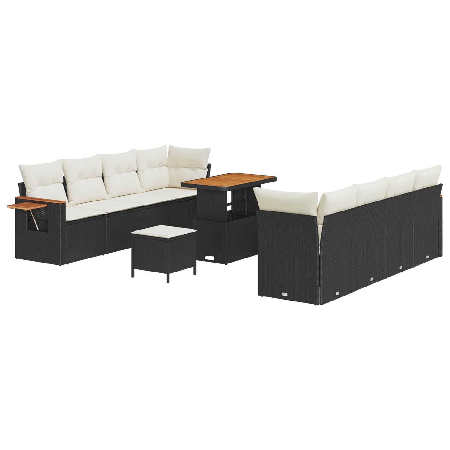 Gartensofa-set 11 pcs Schwarz Poly-Rattan