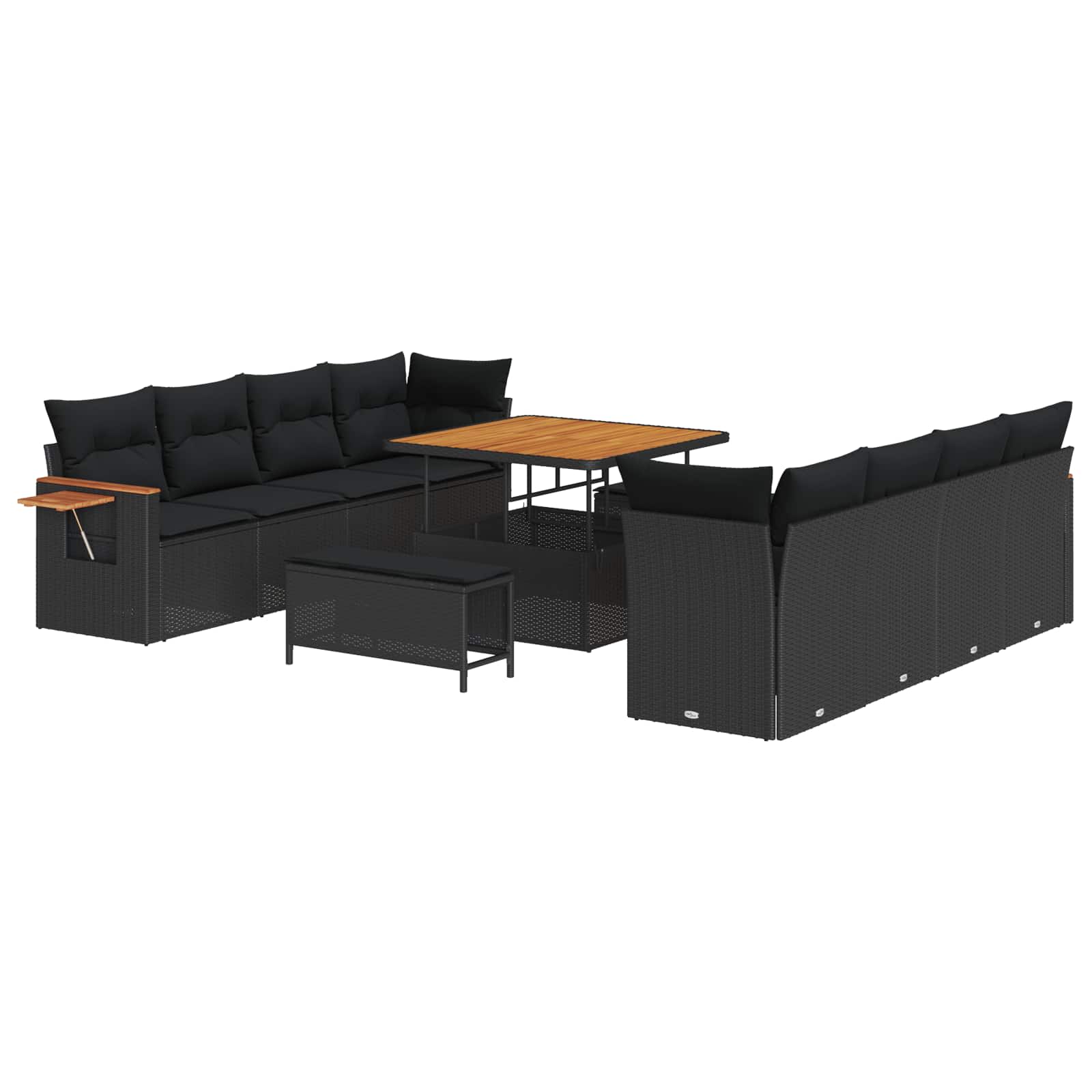 Gartensofa-set 11 stk. Schwarz Poly-Rattan