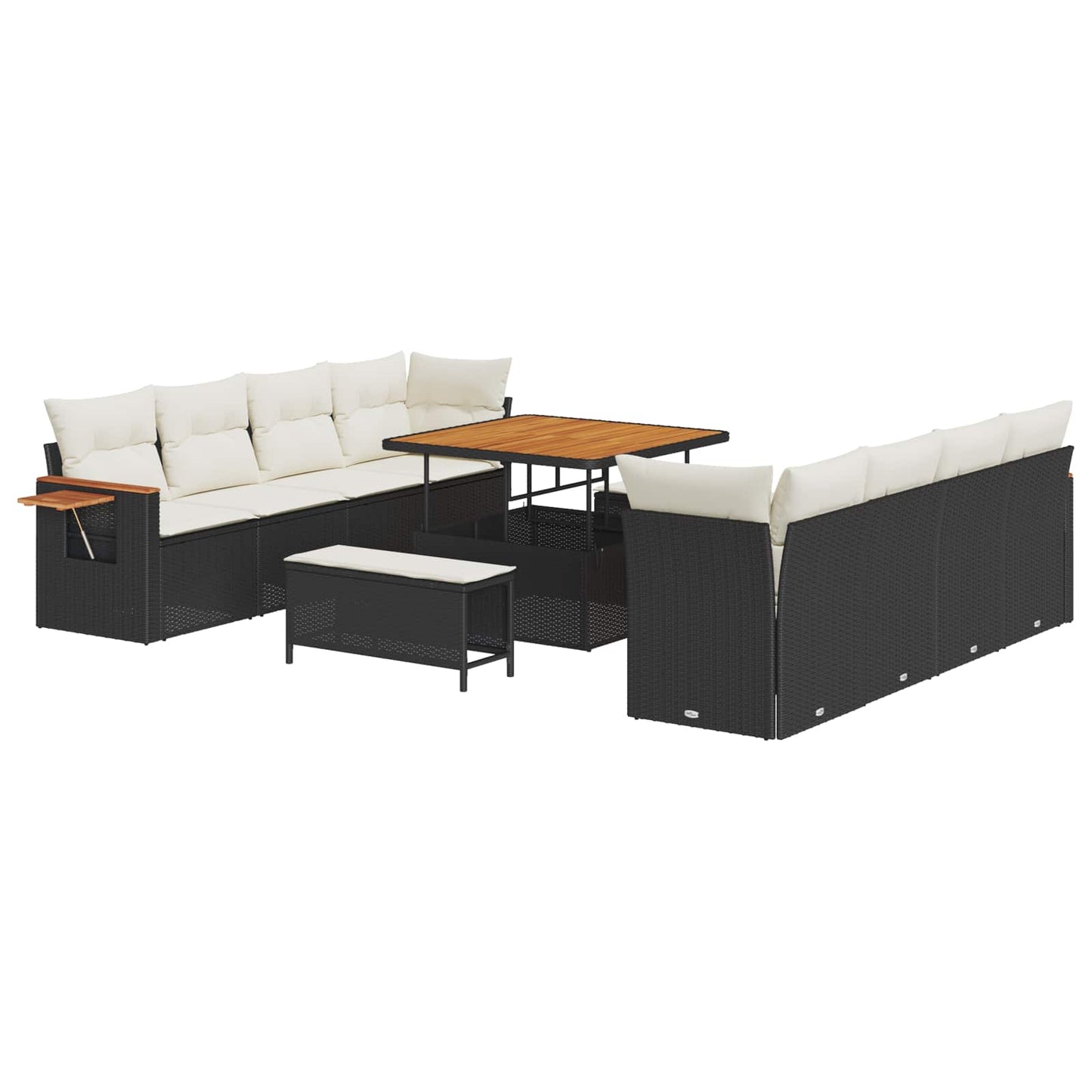 Gartensofa-set 11 pcs Schwarz Poly-Rattan
