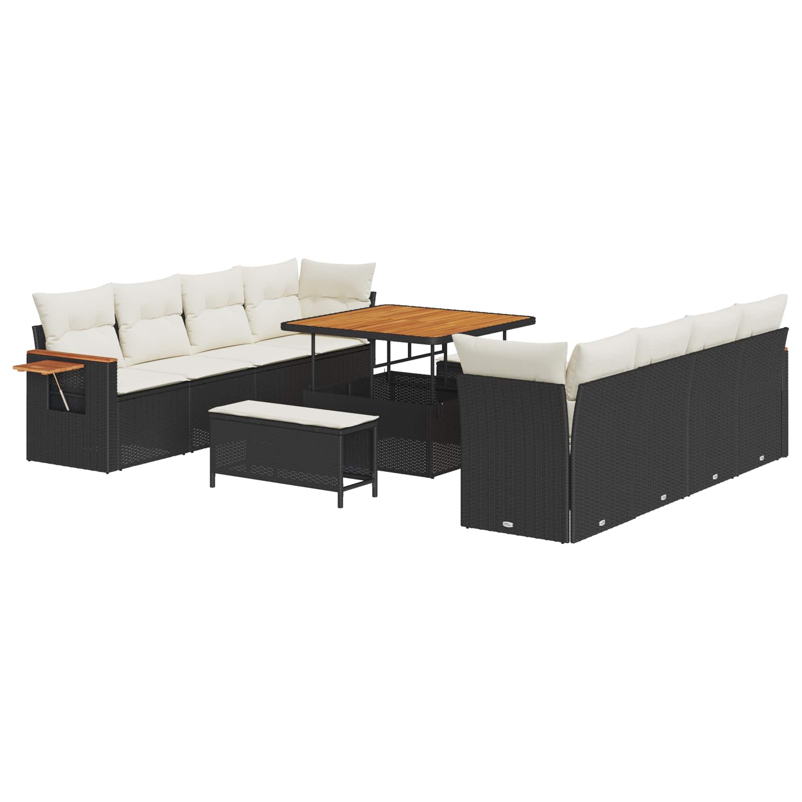Gartensofa-set 11 pcs Schwarz Poly-Rattan