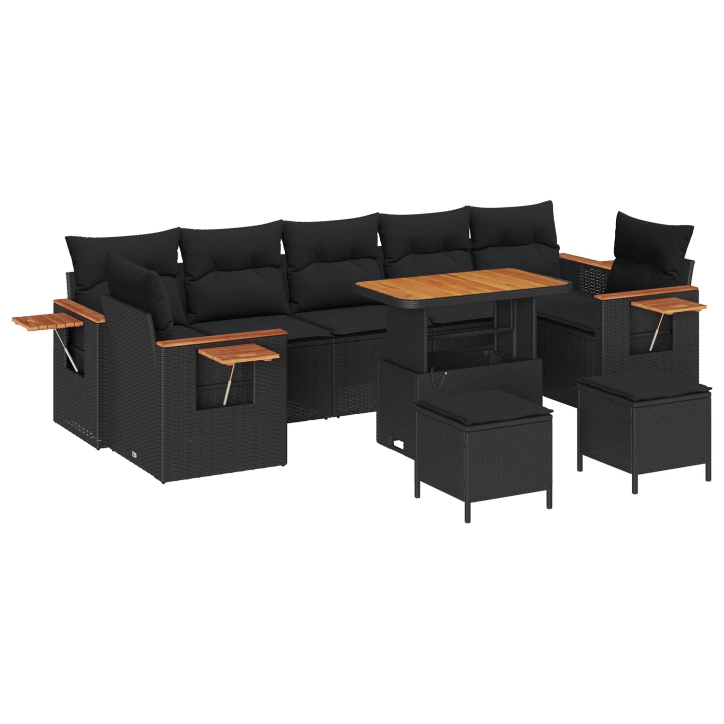 Gartensofa-set 10 pcs Schwarz Poly-Rattan