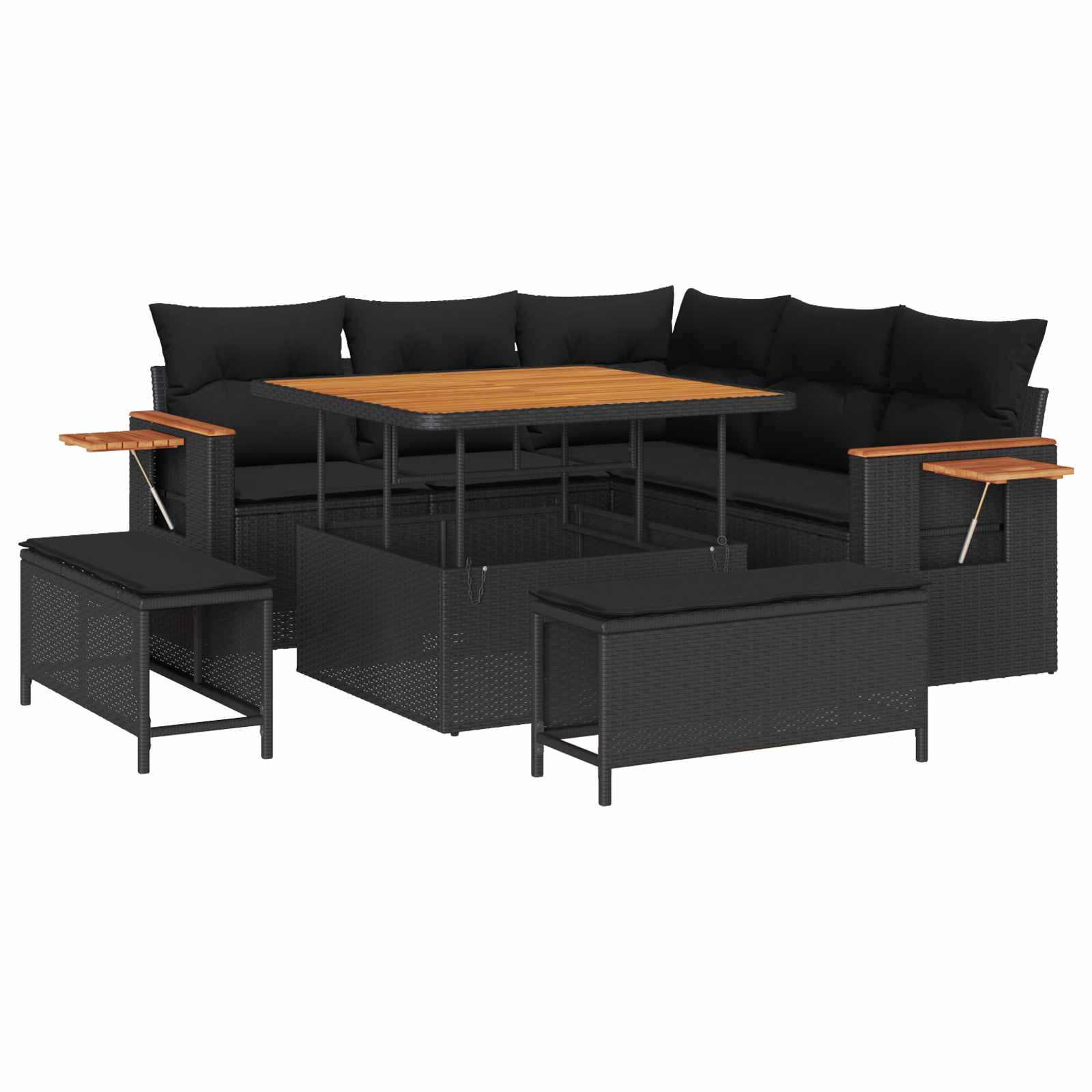 Gartensofa-set 8 stk. Schwarz Poly-Rattan
